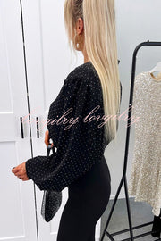 Fashionable Polka Dot Lantern Sleeve Loose Shirt