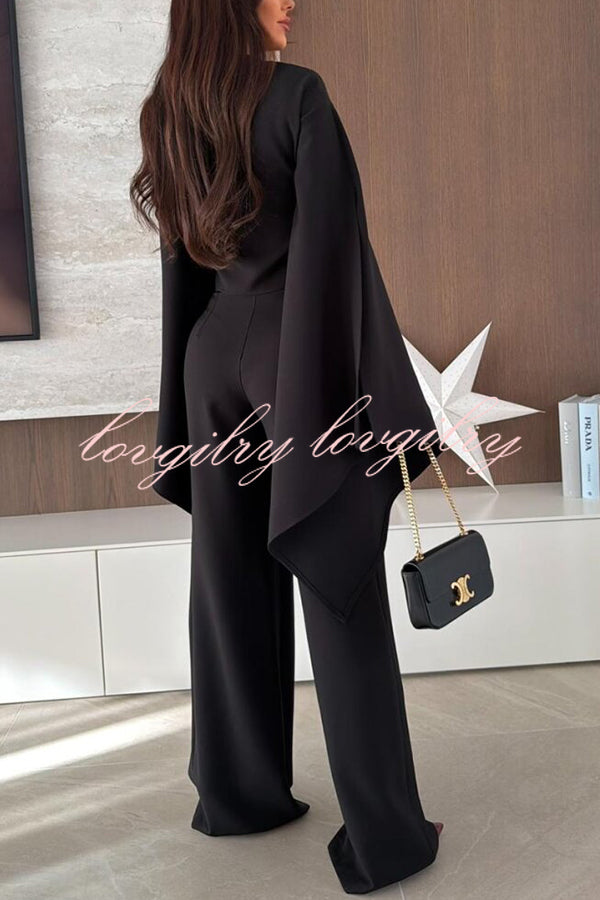City Atelier Bell Slit Sleeve Top and High Rise Pocket Wide Leg Pants Set