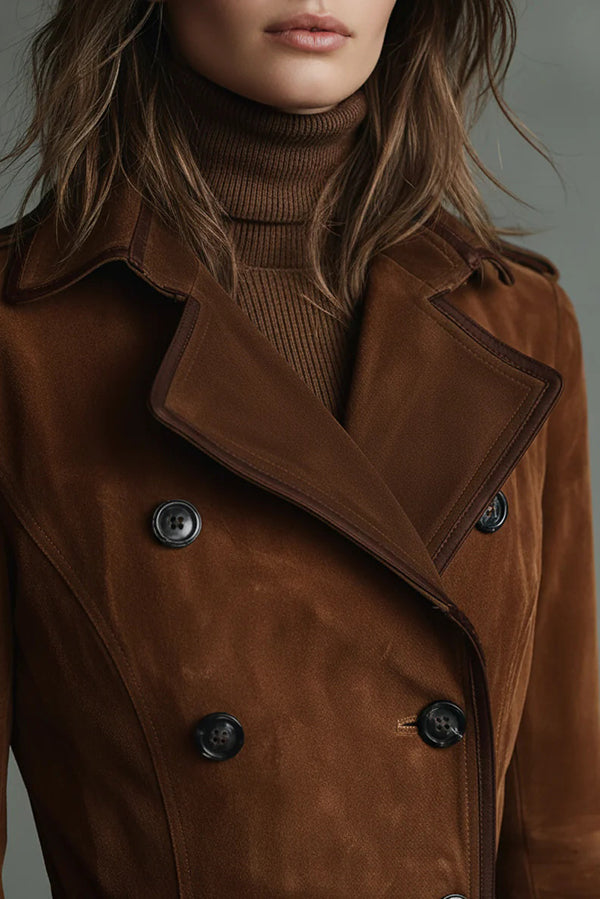 Stylish Lapel Button Casual Pocket Long Trench Coat