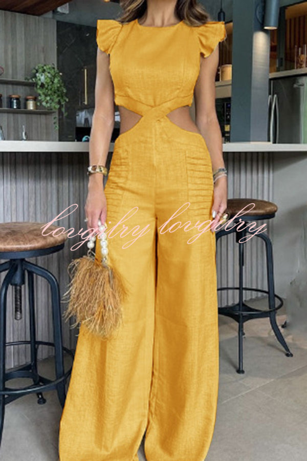 Hidden Zipper Loose High Rise Wide Leg Jumpsuit