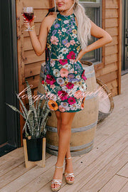 Wish Upon A Dream Floral Applique Halter Mini Dress