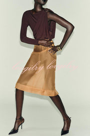 After Party Energy Brooch Detail One Sleeve Ruched Drape Stretch Bodysuit