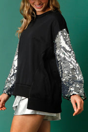 Christmas Sequin Patchwork Long-sleeved Loose Sweatshirt