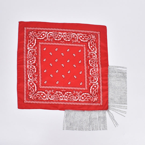 British Retro Diamond Tassel Square Scarf