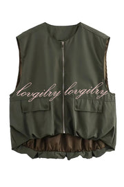 Fashionable Loose Sleeveless Pocket Casual Vest