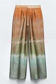 Fashion Gradient Print Casual Pocket Straight Pants