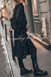 Disco Glamour Sequin Bell Sleeve Kimono