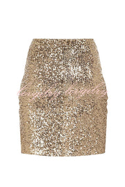 Stunning Days Sequined Elastic Waist Ruched Mini Skirt