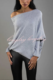 Solid Color Round Neck Long Sleeve Loose Knitted Sweater