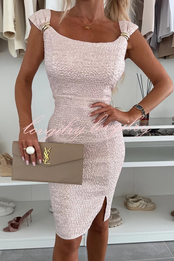 Solid Color Strappy Metal Embellished Fitted Mini Dress