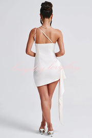 Sexy Slim Fit Backless One-shoulder Satin Mini Dress