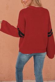 Fashionable Heart-shaped Jacquard Long-sleeved Loose Knit Sweater