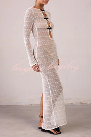 Sexy Backless Long-sleeved Knitted Slim-fit Maxi Dress