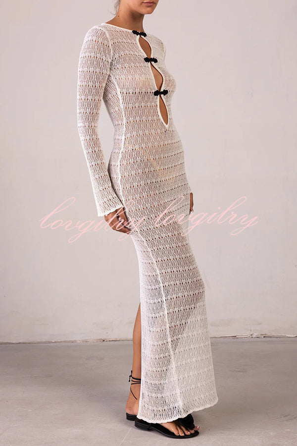 Sexy Backless Long-sleeved Knitted Slim-fit Maxi Dress