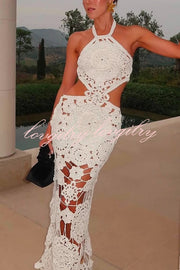 Sexy Halterneck Strapless Backless Knitted Holiday Maxi Dress