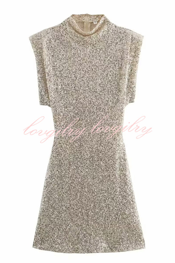 Adorable Sexy Vibes Sequin Wide Sleeve Mini Dress