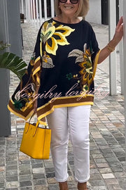 Unique Printed Casual Half Sleeve Loose Top
