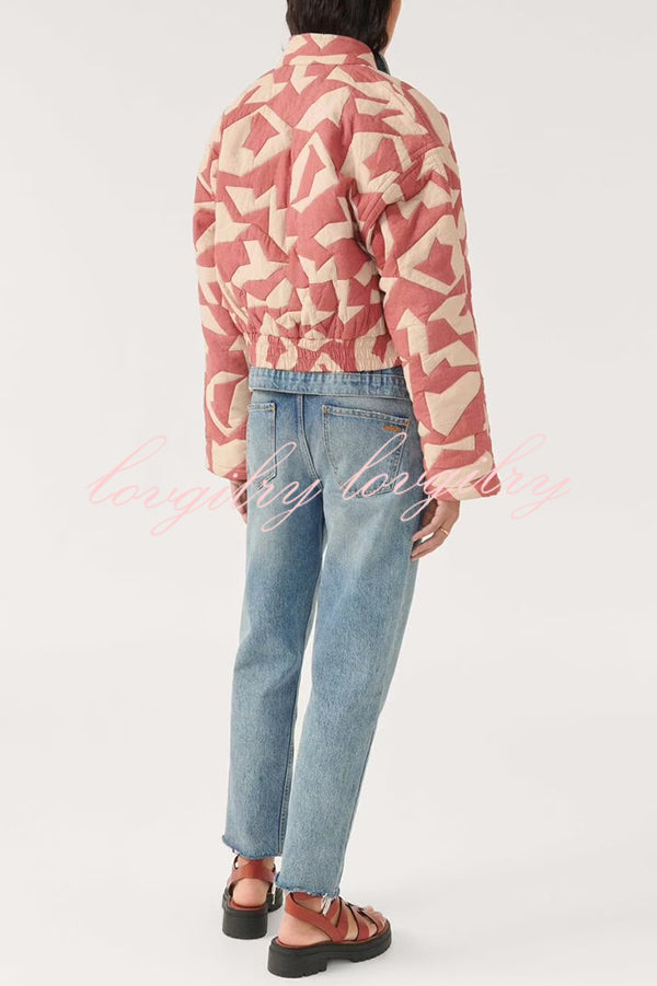 Chrissa Unique Printed Casual Long Sleeve Pocket Cotton Jacket