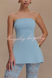 Anette Bandage Knit Strapless Stretch A-line Midi Top