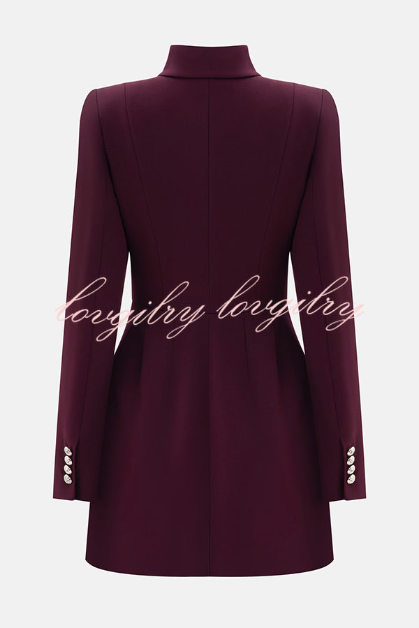 Elegant Long-sleeved Hollowed-out Button-down Slim-fit Mini Dress