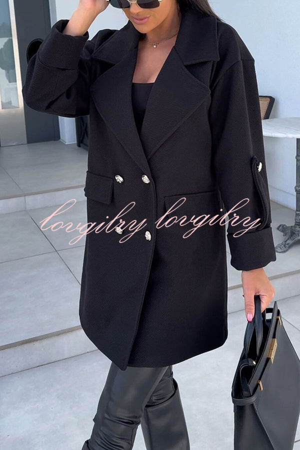 Stylish Lapel Double-breasted Loose Coat