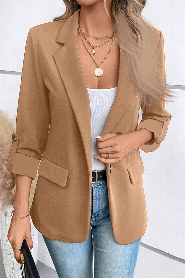 Solid Color Casual Long Sleeve Lapel Blazer