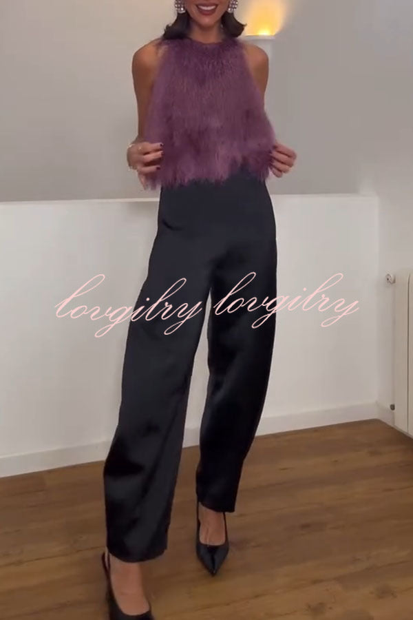 Flowing Elegance Layered Tassels Round Neck Sleeveless A-line Tank