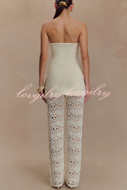 Anette Bandage Knit Strapless Stretch A-line Midi Top