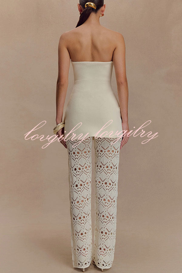 Anette Bandage Knit Strapless Stretch A-line Midi Top