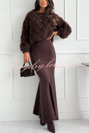 Caitlin Knit Stretch Fabric High Waist Fishtail Casual Maxi Skirt