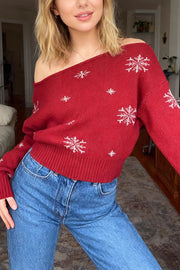 Christmas Snowflake Pattern Long-sleeved Loose Knit Sweater