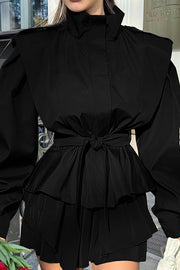 Stylish Long-sleeved Belted Casual Loose Jacket