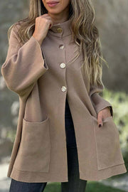 Solid Color Loose Long-sleeved Single-breasted Pocket Casual Jacket