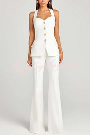 Women Power High Rise Side Zipper Flare Slim Fit Pants