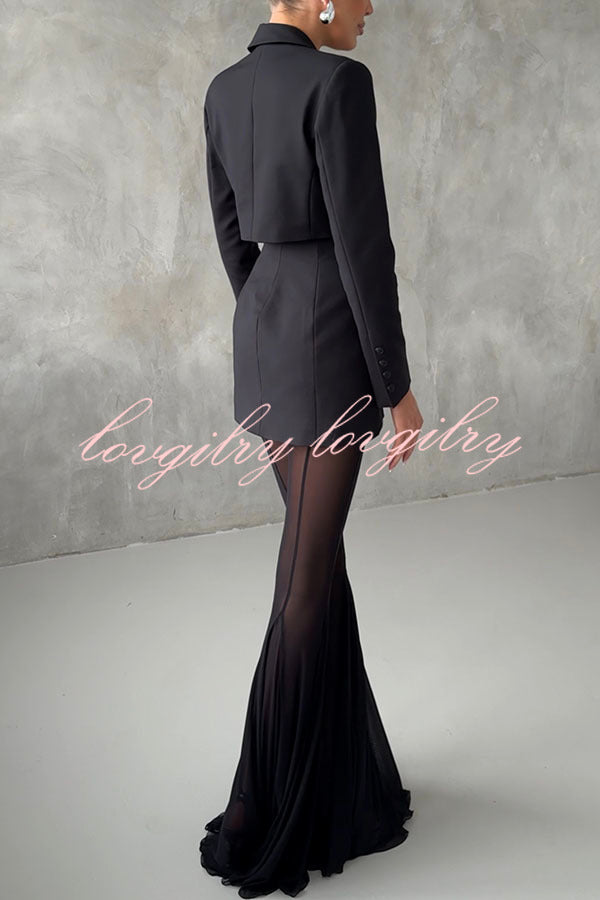 Deep Chic Mesh High Rise Elastic Waist Fishtail Stretch Pants