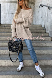 Casual Street Atmosphere Knit Wide Neck Loose Sweater