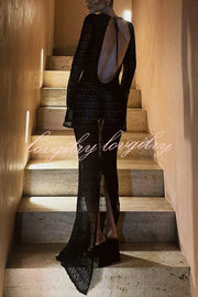 Sexy Backless Long-sleeved Knitted Slim-fit Maxi Dress