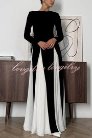 Getting Glam and Elegant Panelled Tulle Long Sleeve A-line Maxi Dress