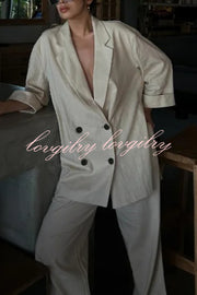 Fashionable Wrinkled Lapel Long-sleeved Loose Blazer