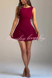 Cosmopolitan Chic High Neck Scoop Back Bubble-shaped Mini Dress