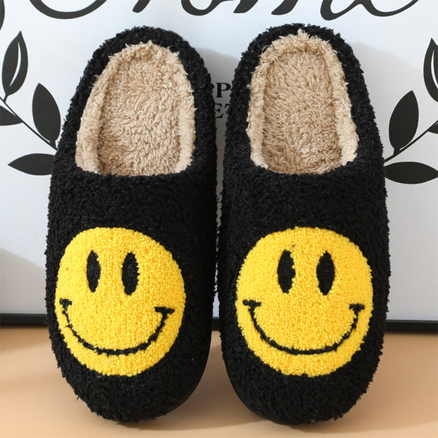 Smiley plush slippers