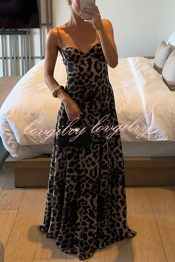 In The Maldives Leopard Waisted A-line Slip Maxi Dress