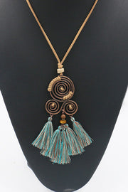 Bohemian Style Tassel Flower Pendant Ethnic Style Retro Necklace