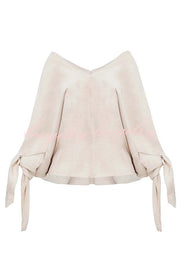 Joyful Bond Linen Blend V-neck Knotted Cuff Half Sleeve Loose Top