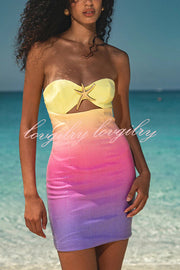 Gradient Sequin Sexy Off-the-shoulder Hollow Slim Mini Dress