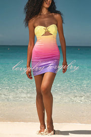 Gradient Sequin Sexy Off-the-shoulder Hollow Slim Mini Dress