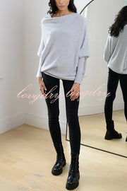 Solid Color Round Neck Long Sleeve Loose Knitted Sweater