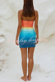 Gradient Sequin Sexy Off-the-shoulder Hollow Slim Mini Dress
