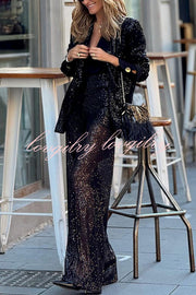 Special Treat Sequin Lapel Party Loose Blazer