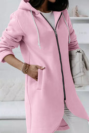 Lilipretty Juliana Solid Color Zip Up Hooded Coat